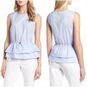 Halogen Toggle Front Peplum Top Sz M